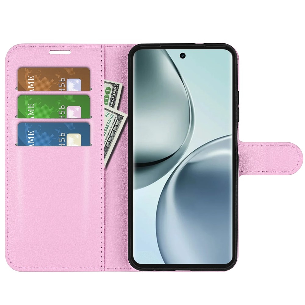 Litchi könyvtáska a Realme 14 Pro 5G készülékhez - rózsaszín