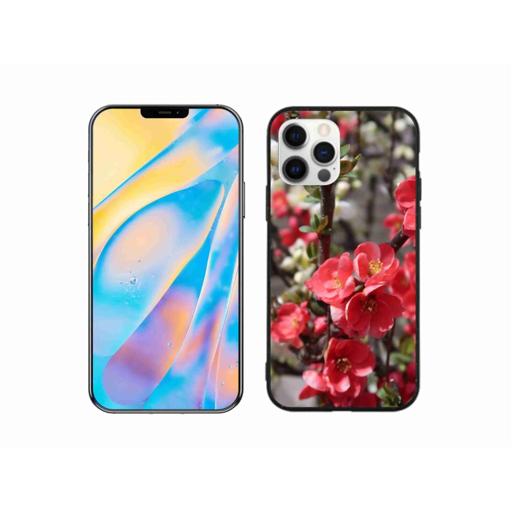 Gél borítás mmCase iPhone 12 Pro készülékhez - piros virágok
