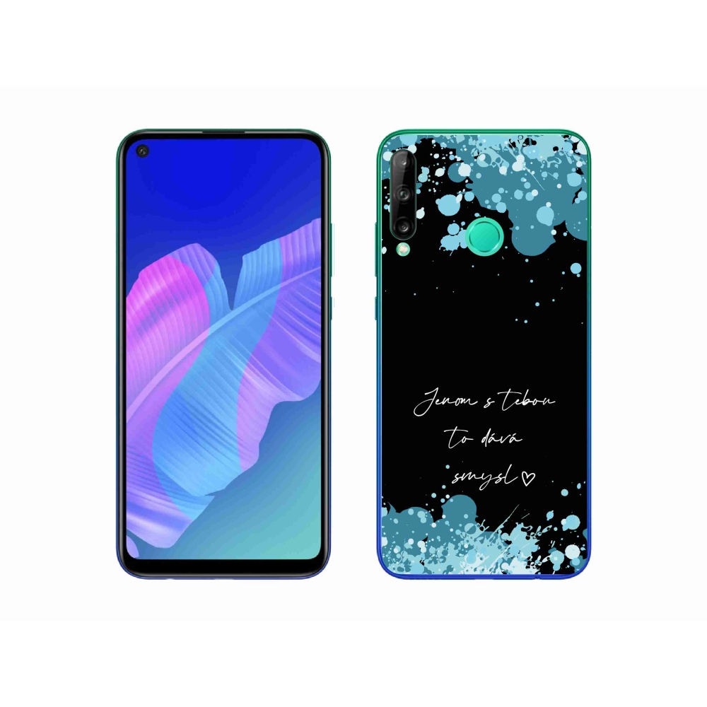 Gél borító mmCase a Huawei P40 Lite E számára - szöveg szerelemben fekete háttérrel