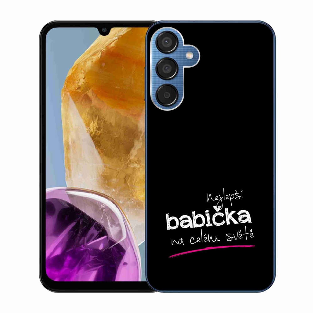 Gél borító mmCase a Samsung Galaxy M15 5G - a legjobb nagymama 4 fekete háttérrel