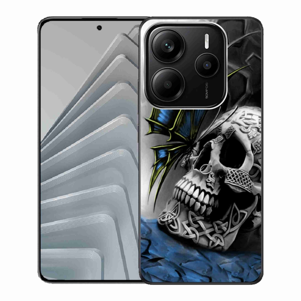 Gél borítás mmCase a Xiaomi Redmi Note 14 5G-hez - pillangó és koponya