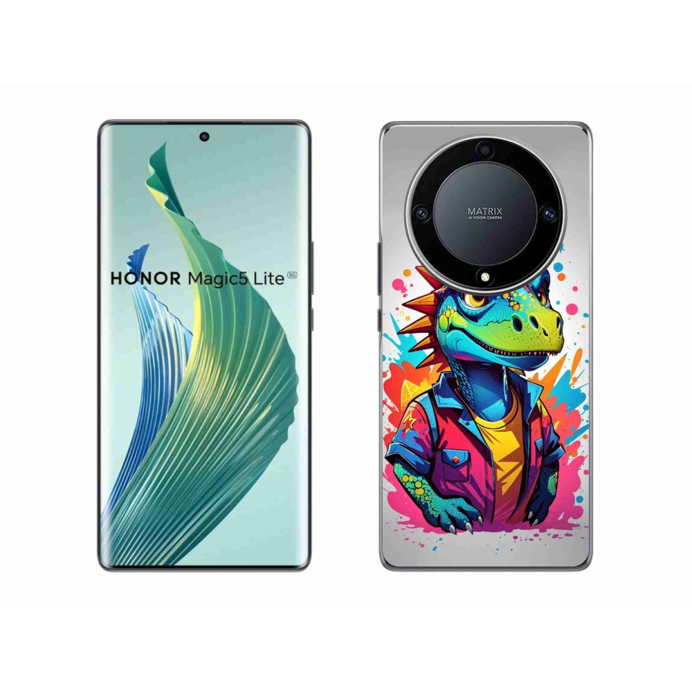 Gél borító mmCase a Honor Magic 5 Lite 5G számára - színes dinoszaurusz