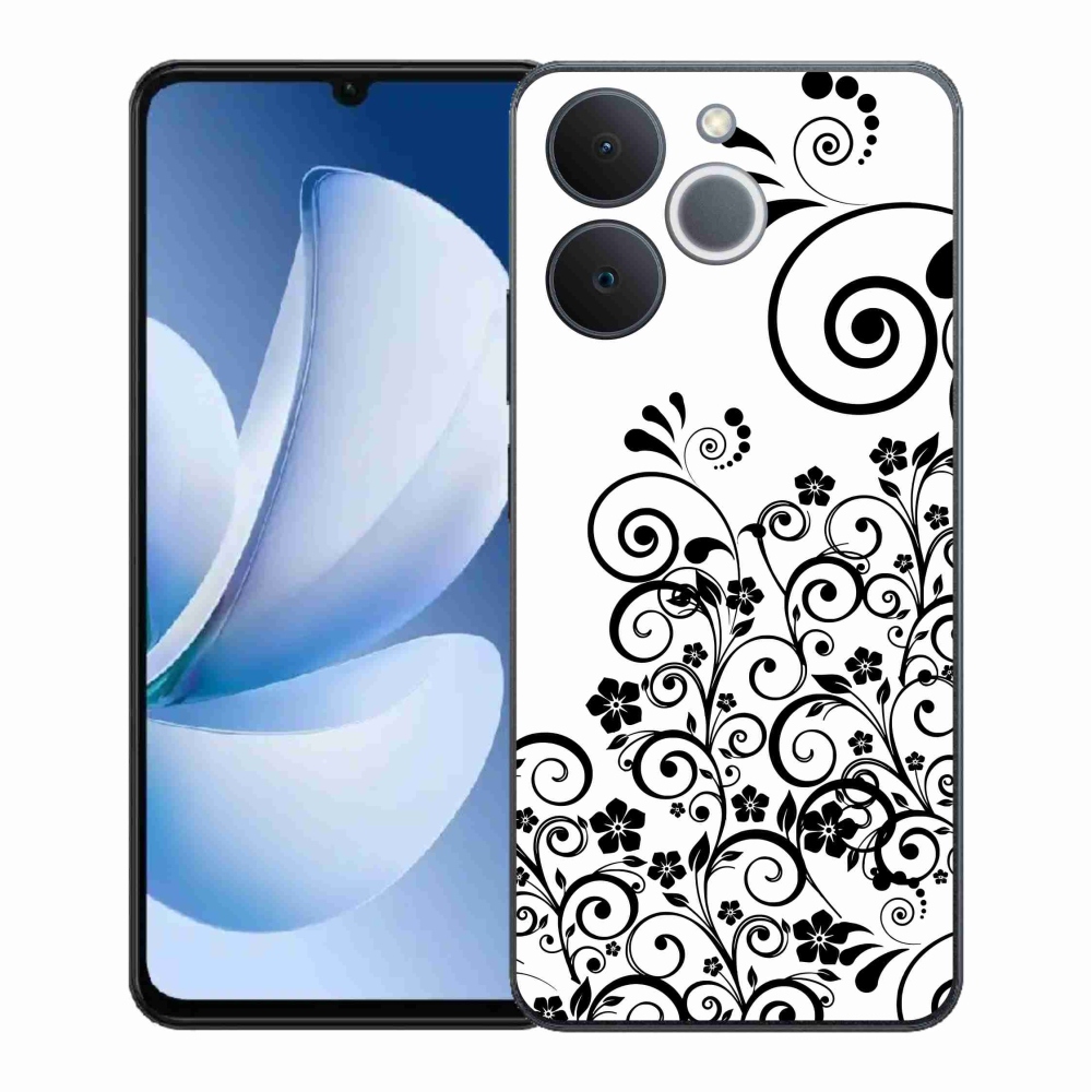 Zselés borítás mmCase a Realme Note 70T készülékhez - fekete és fehér virágminták