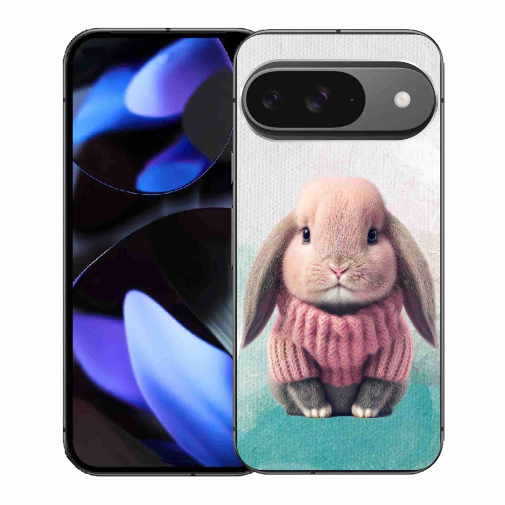 Gél borítás mmCase a Google Pixel 9/9 Pro számára - nyúl pulóverben