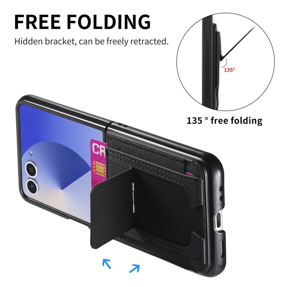 Fényűző műanyag borítás műbőrrel Samsung Galaxy Z Flip7 5G készülékre - fekete