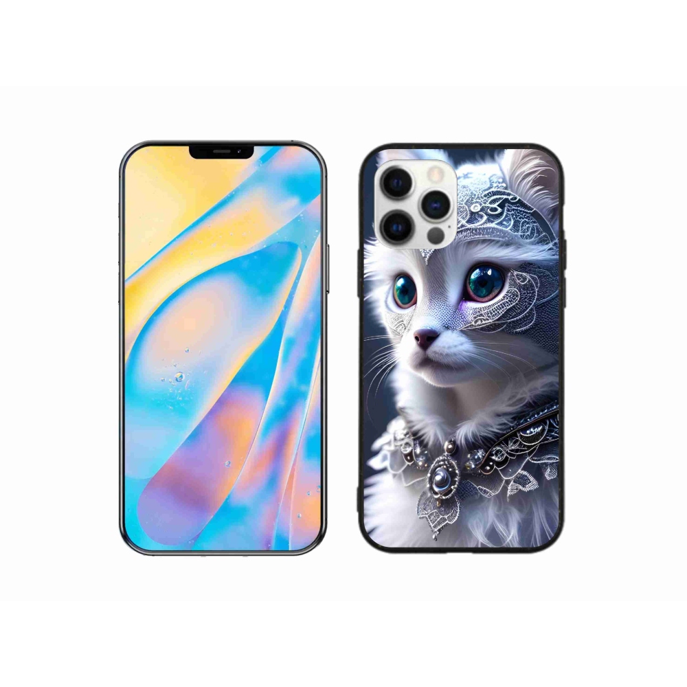 Zselés borítás mmCase iPhone 12 készülékhez - fehér macska
