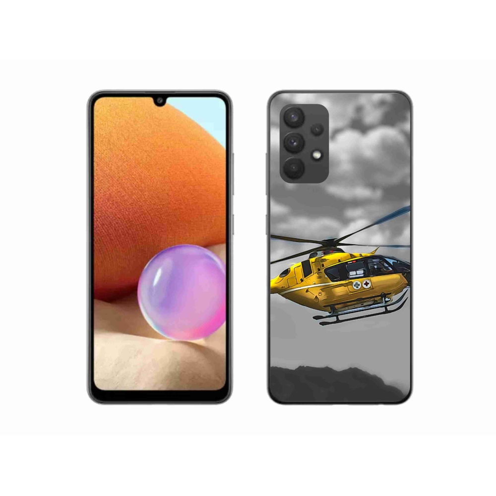 Gél védőhuzat mmCase Samsung Galaxy A32 4G - sárga helikopterhez