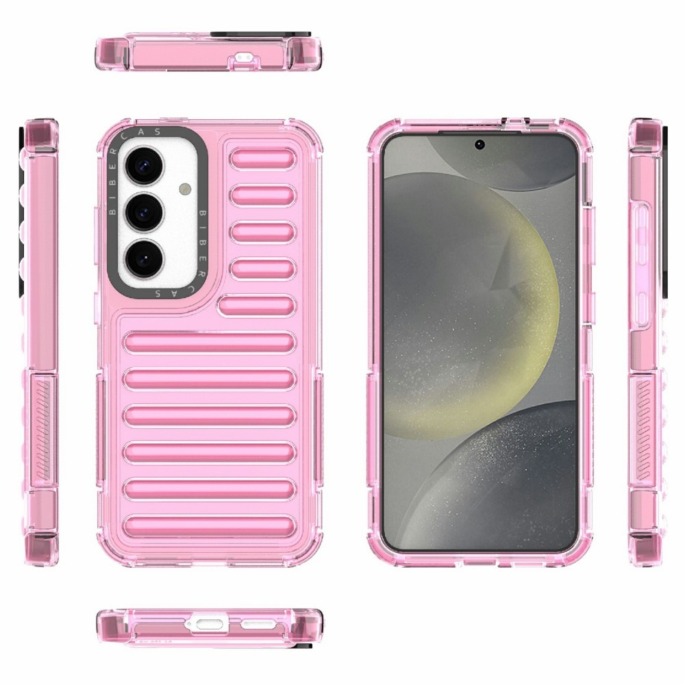 Csíkos tartós borító Samsung Galaxy S25 készülékhez - világos rózsaszín