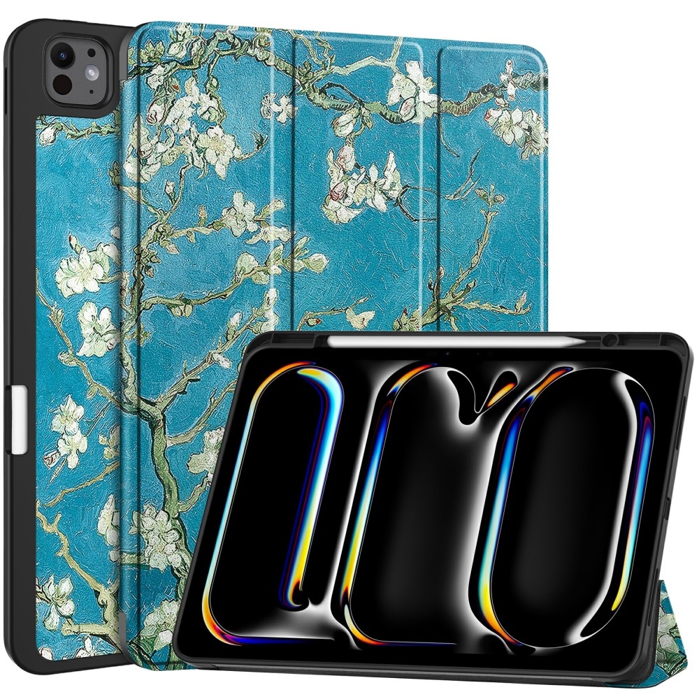 Patte Zárható tok iPad Pro 13 (2024) - Fehér virágok