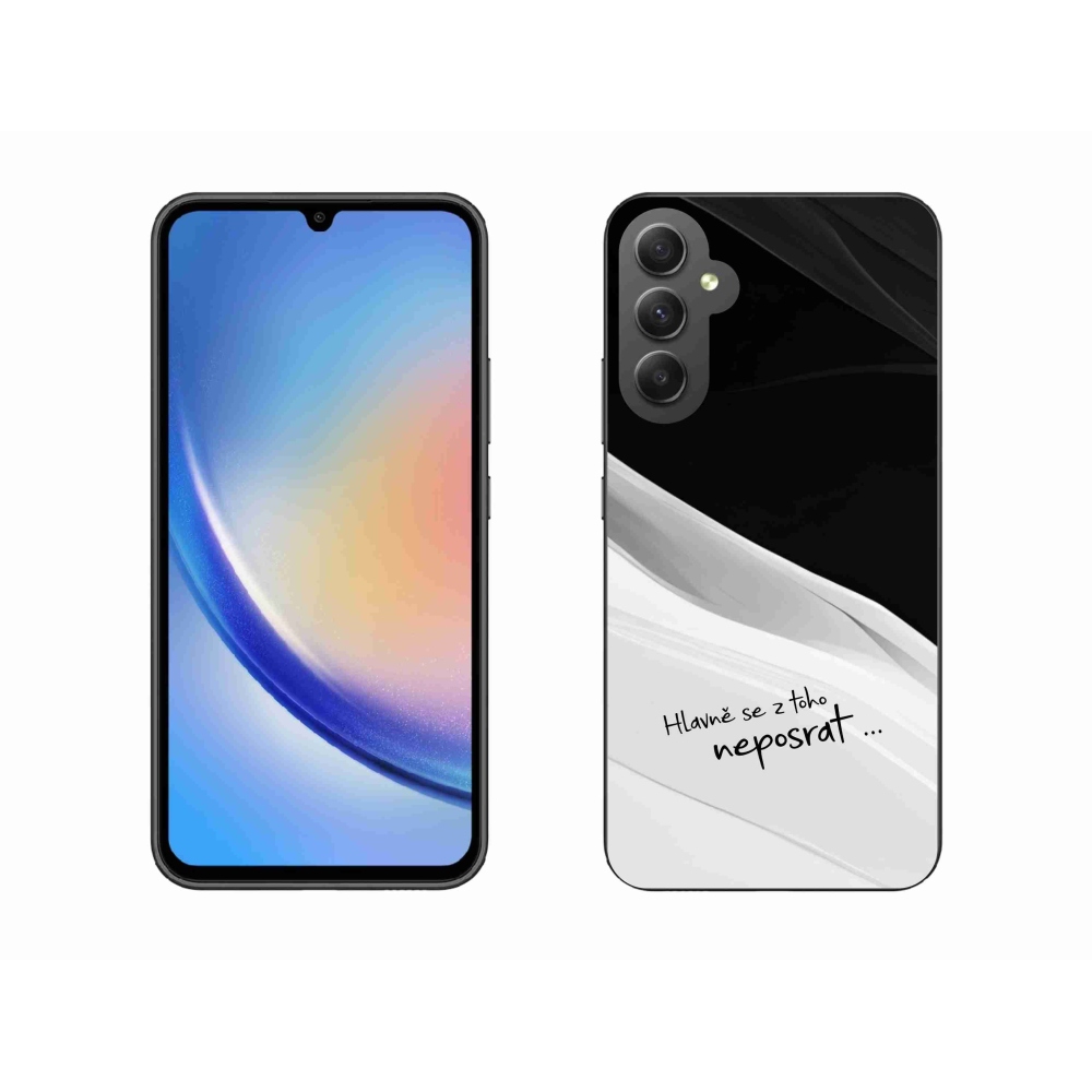 Gél borítás mmCase Samsung Galaxy A34 5G - vicces szöveg 13 fehér és fekete háttérrel