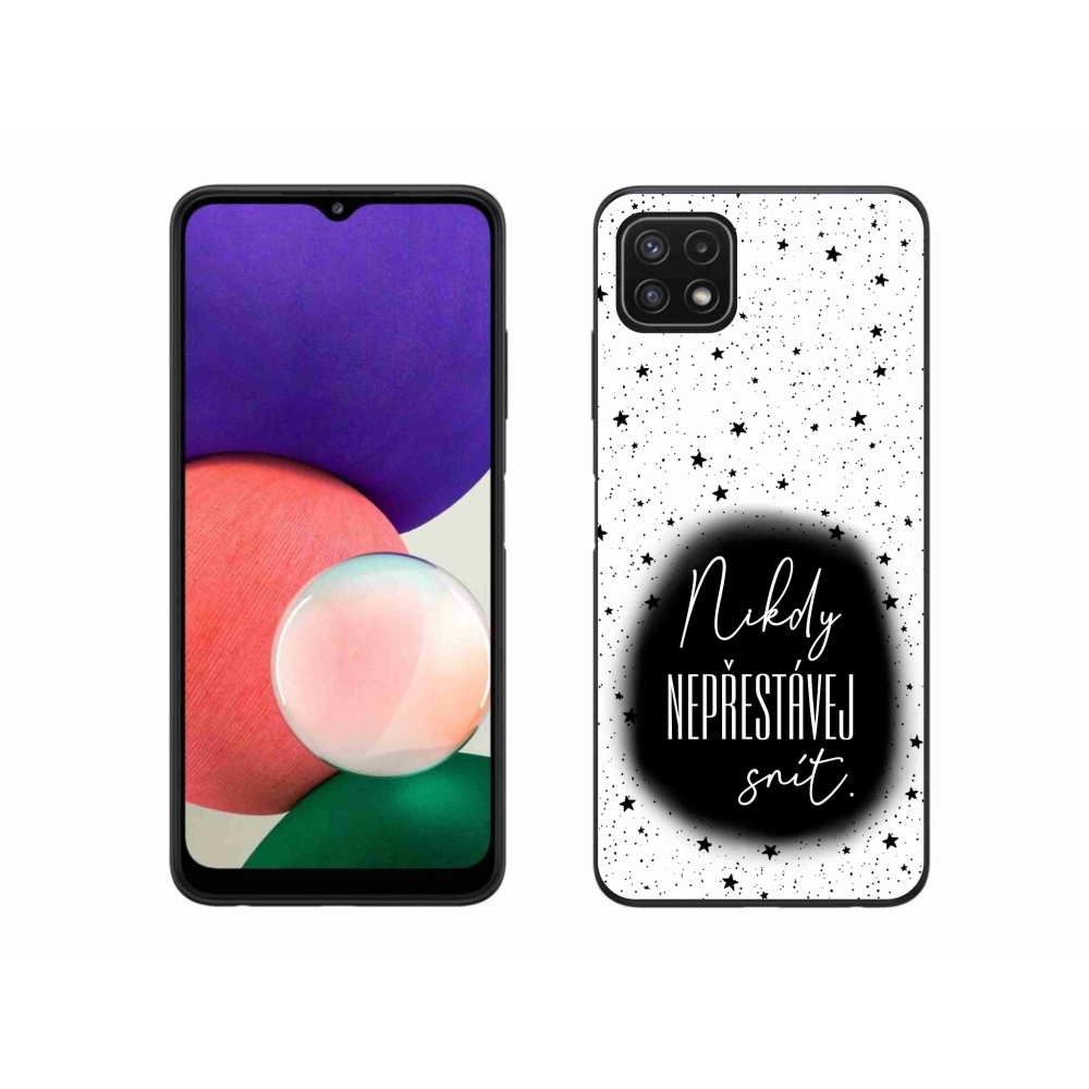 Gél borítás mmCase Samsung Galaxy A22 5G - idézet 1 fekete és fehér háttérrel