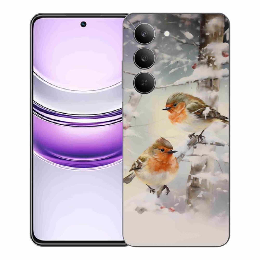 Gél borítás mmCase a Realme 14x 5G készülékhez - madarak télen