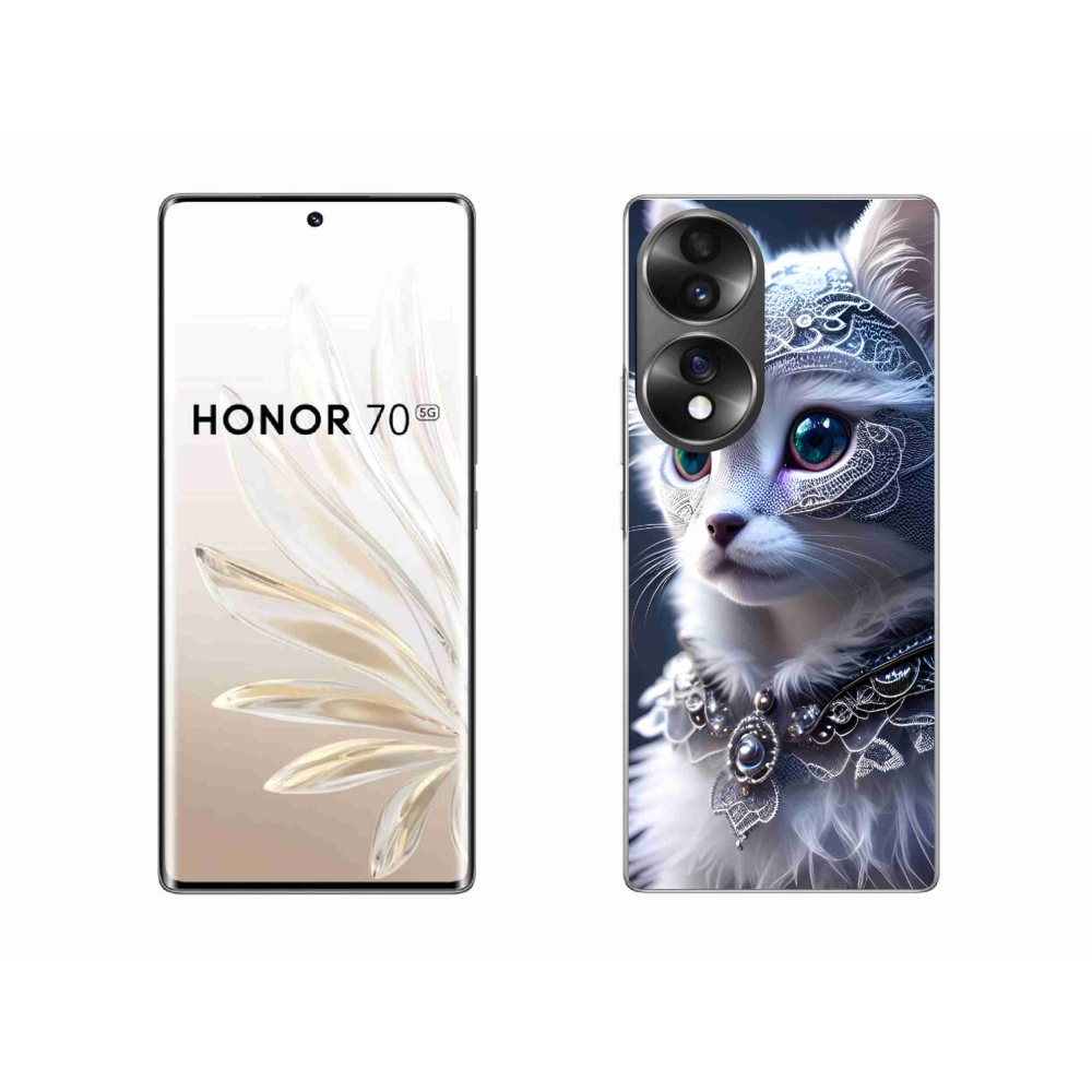 Zselés borítás mmCase a Honor 70-hez - fehér macska