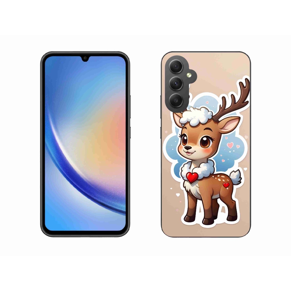 Zselés borítás mmCase Samsung Galaxy A34 5G - rajzfilm rénszarvashoz