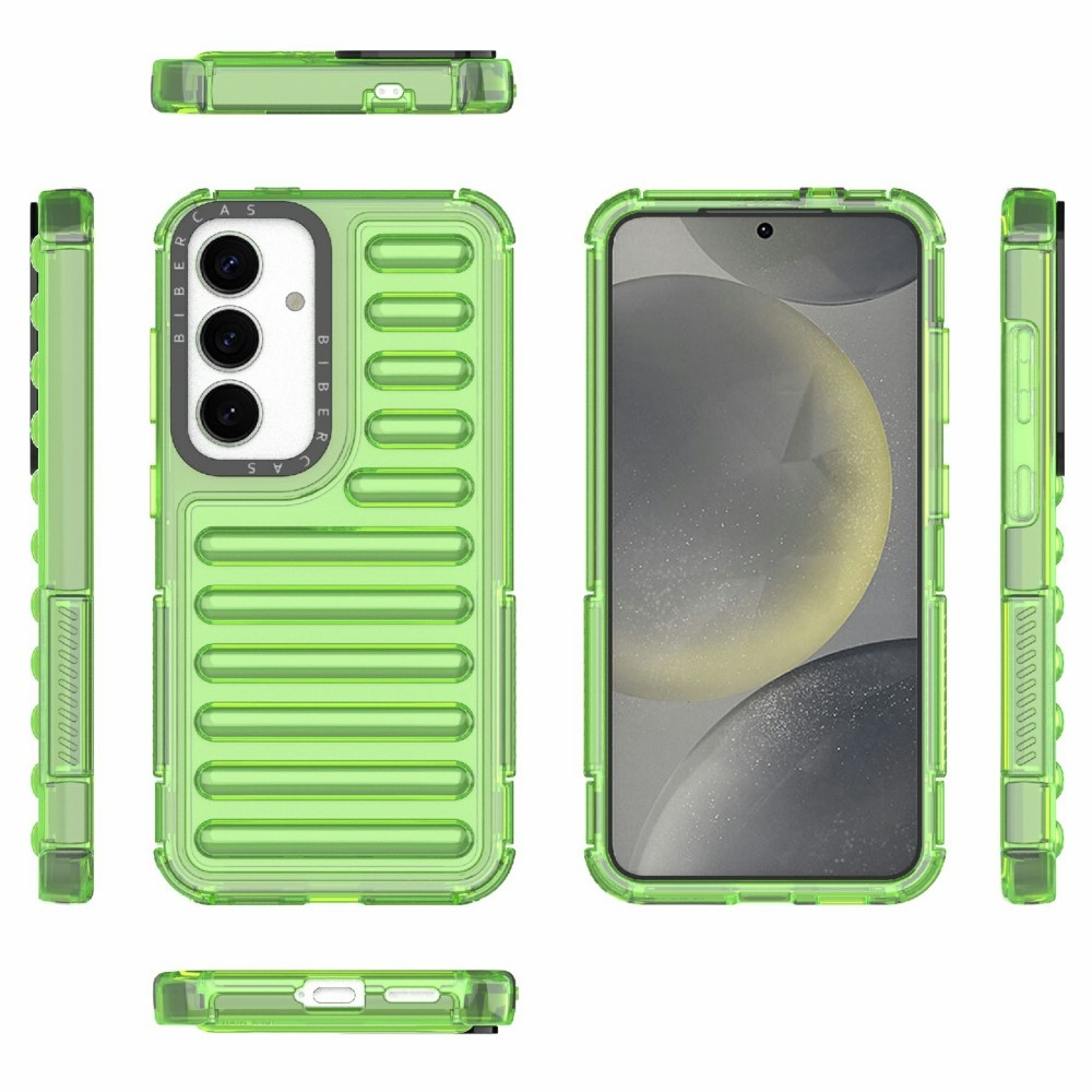 Csíkos tartós borító Samsung Galaxy S25 készülékhez - zöld