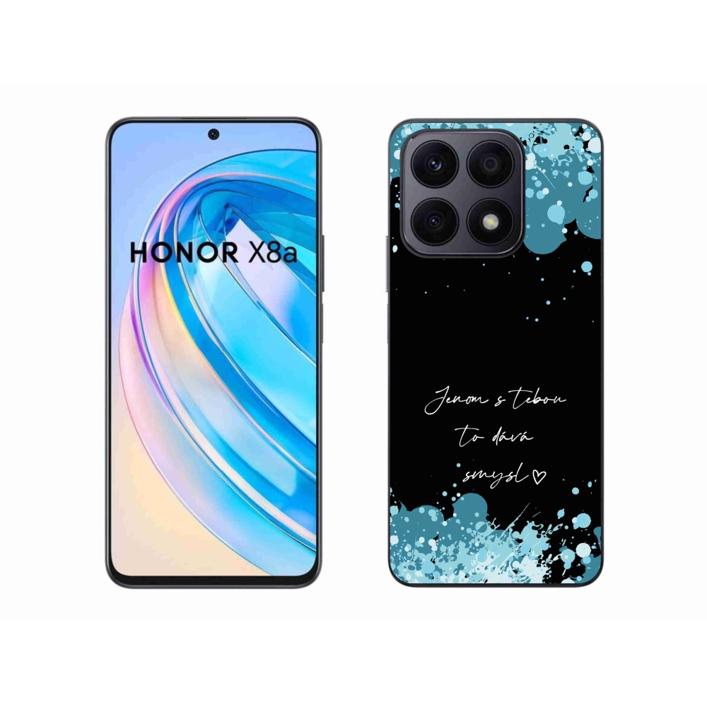 Gél borító mmCase a Honor X8a számára - szöveg szerelemben fekete háttérrel