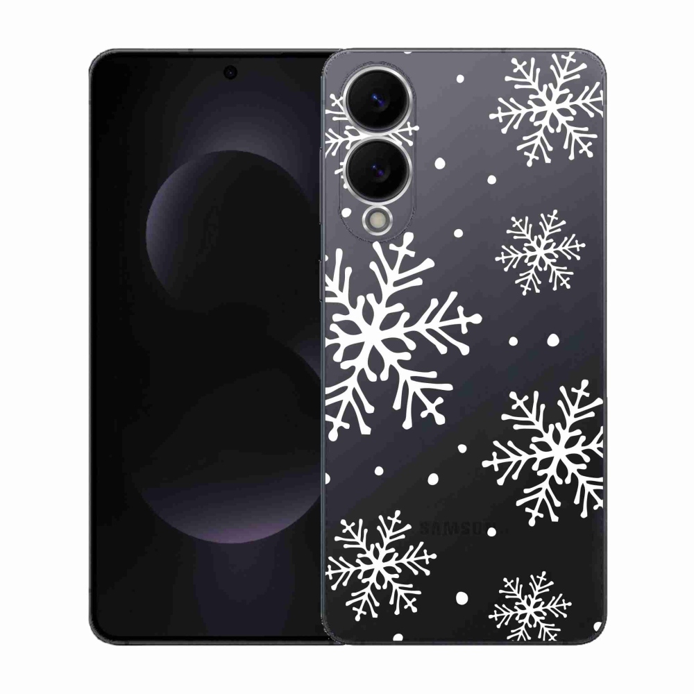 Zselés borítás mmCase Samsung Galaxy S25 Edge készülékhez - fehér pelyhek átlátszó háttéren