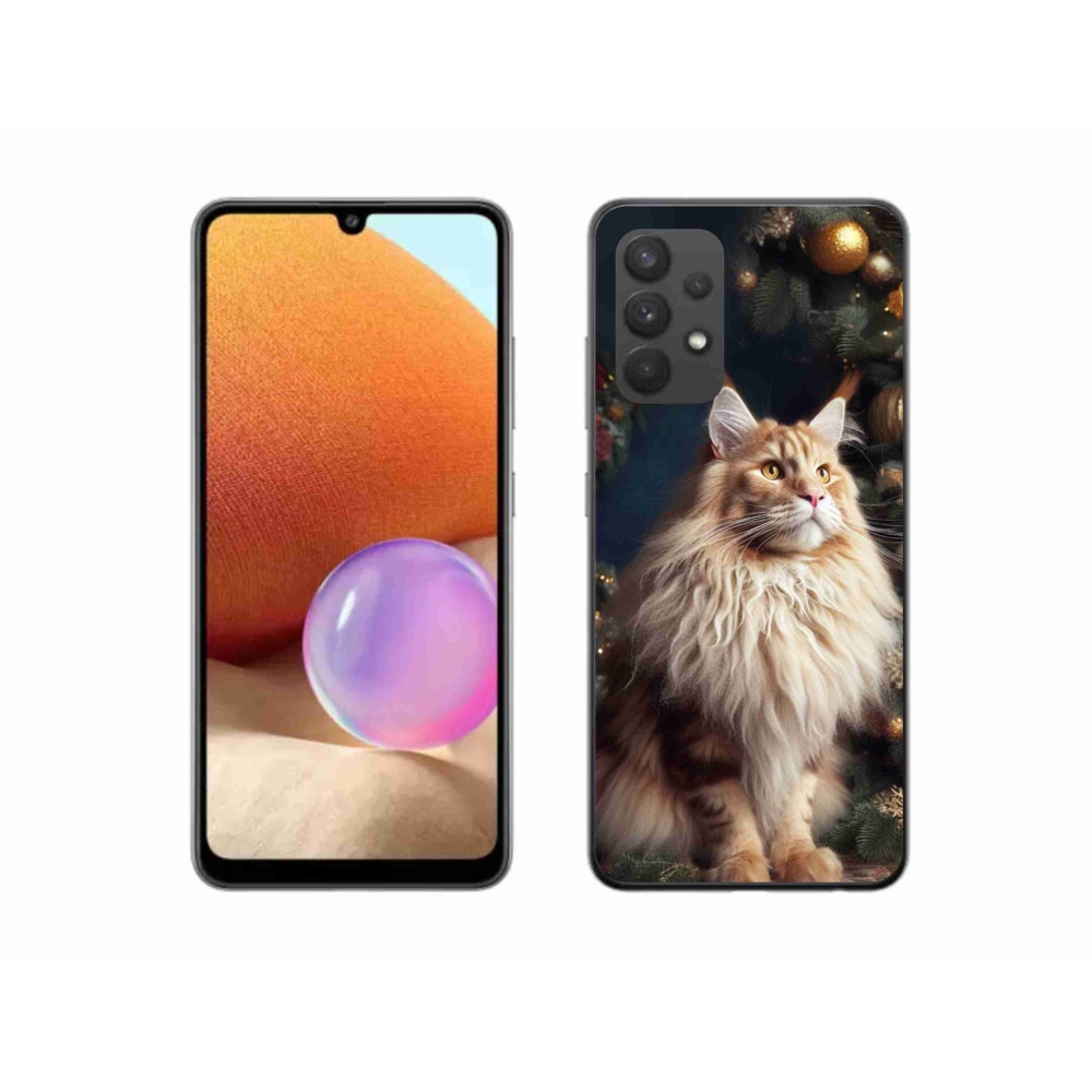 Gél borítás mmCase Samsung Galaxy A32 4G - macska a fánál - Samsung Galaxy A32 4G - macska a fánál