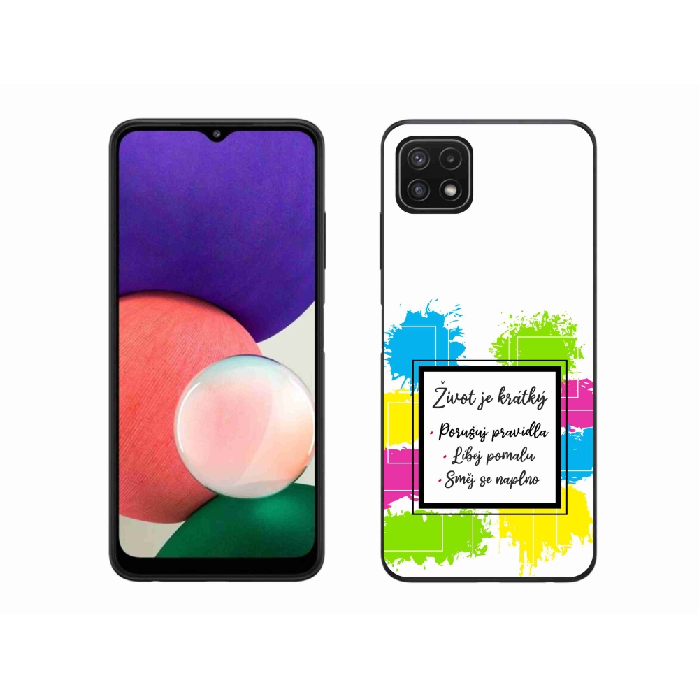 Gél borítás mmCase Samsung Galaxy A22 5G - idézet 5 fehér háttér