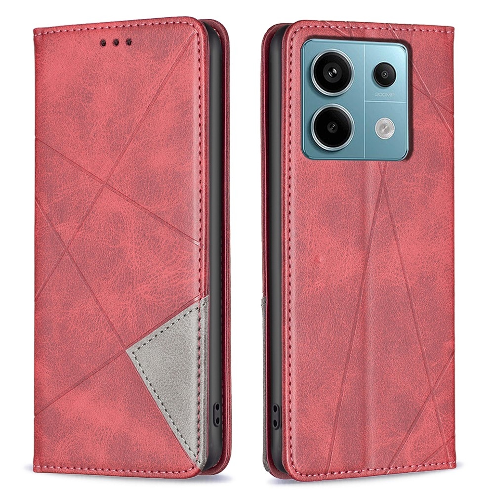 Háromszög alakú könyv tok Xiaomi Redmi Note 13 Pro 4G/Poco M6 Pro - piros