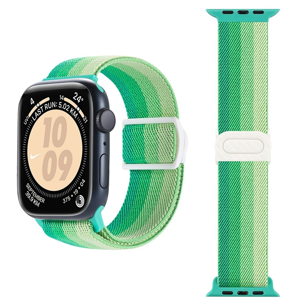Fokozatos nejlon szíj Apple Watch Ultra/Ultra 2 49mm/SE/SE 2022/2023 44mm/9/8/7 45mm/6/5/4 44mm/3/2/1 42 mm - zöld csíkok