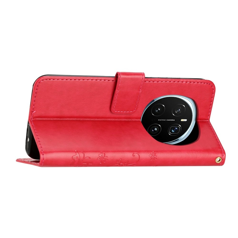 Virágok könyv tok a Honor Magic 7 Pro 5G-hez - piros