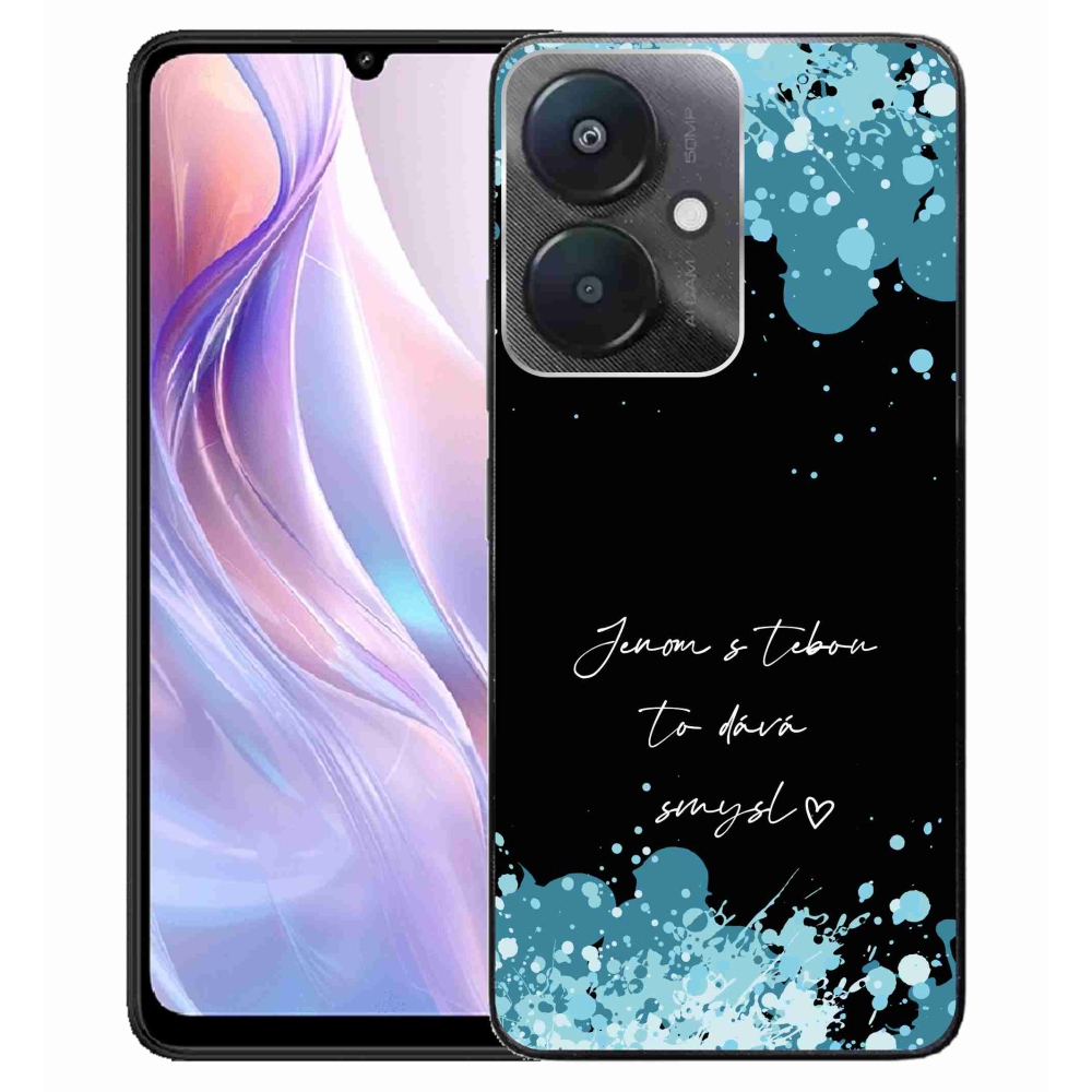 Gél borító mmCase a Xiaomi Redmi 13C 5G-hez - szerelmes szöveg fekete háttérrel