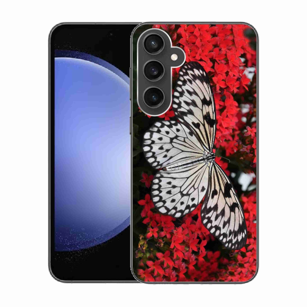 Zselés borítás mmCase Samsung Galaxy S23 FE - fekete-fehér pillangó 1