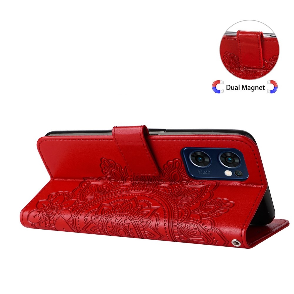 Mandala könyv tok Oppo Find X5 Lite-hoz - piros