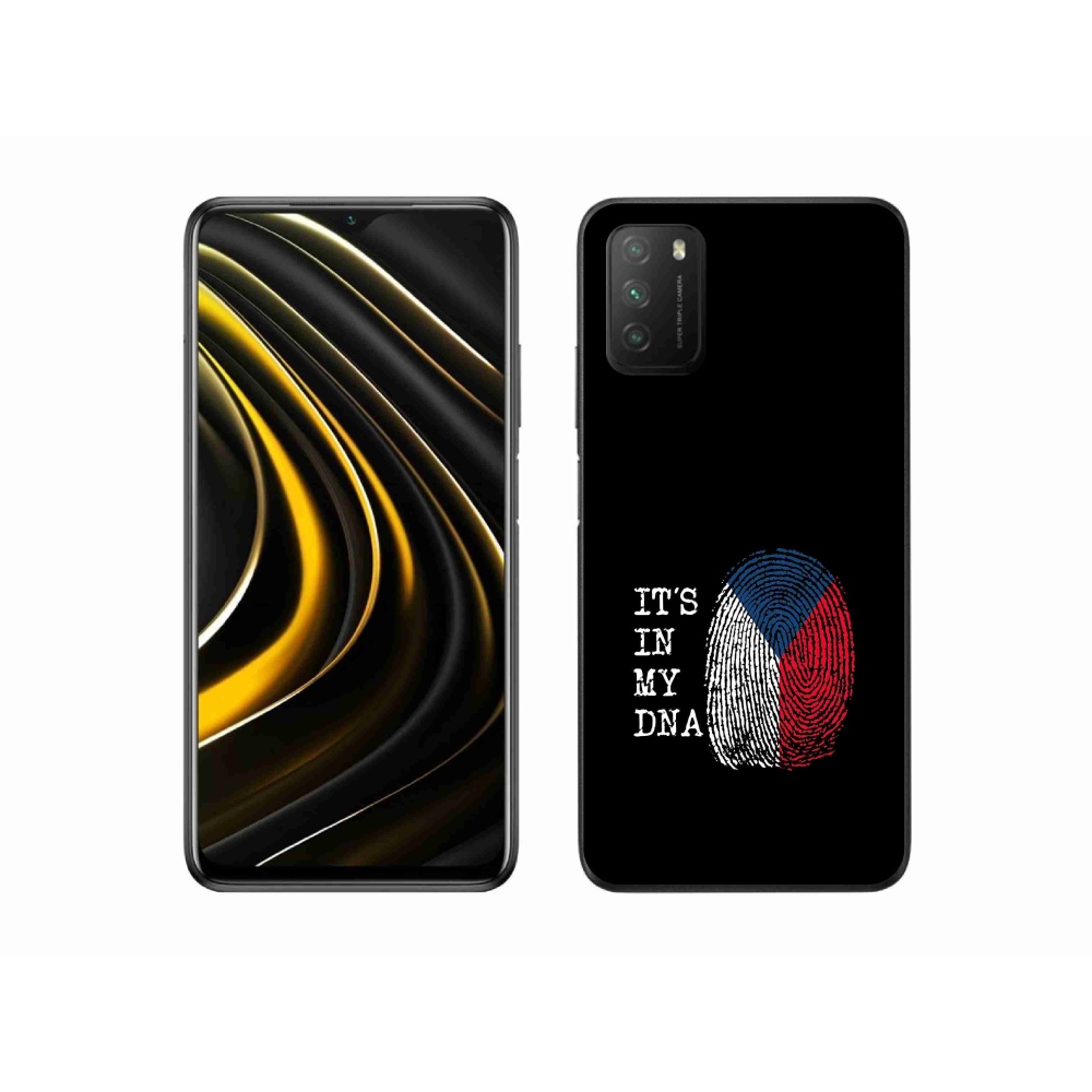 Gél borító mmCase a Xiaomi Poco M3-hoz - zászlós ujjlenyomat fekete háttérrel