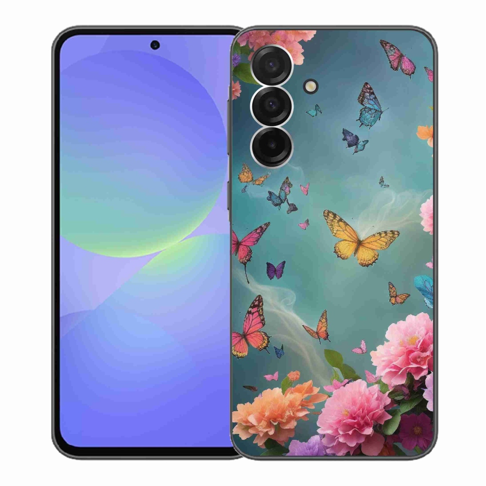 Gél borítás mmCase Samsung Galaxy A36 5G - színes virágok és pillangók