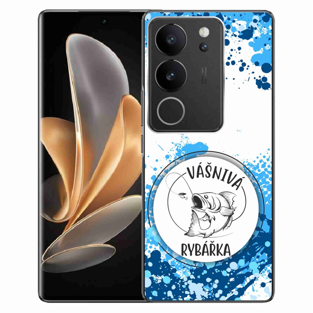 Gél borító mmCase a Vivo V29 5G-n - szenvedélyes halász fehér háttérrel