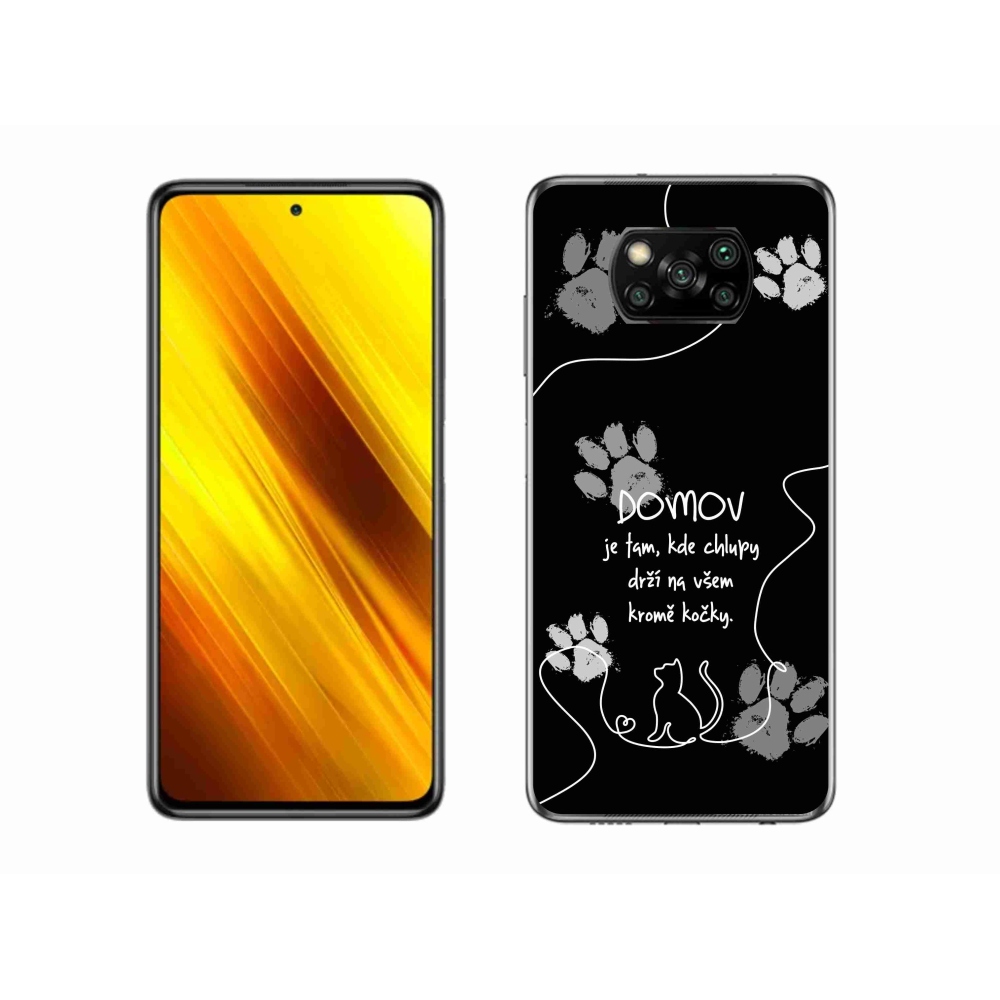 Gél borító mmCase a Xiaomi Poco X3-hoz - macska motívum fekete háttérrel