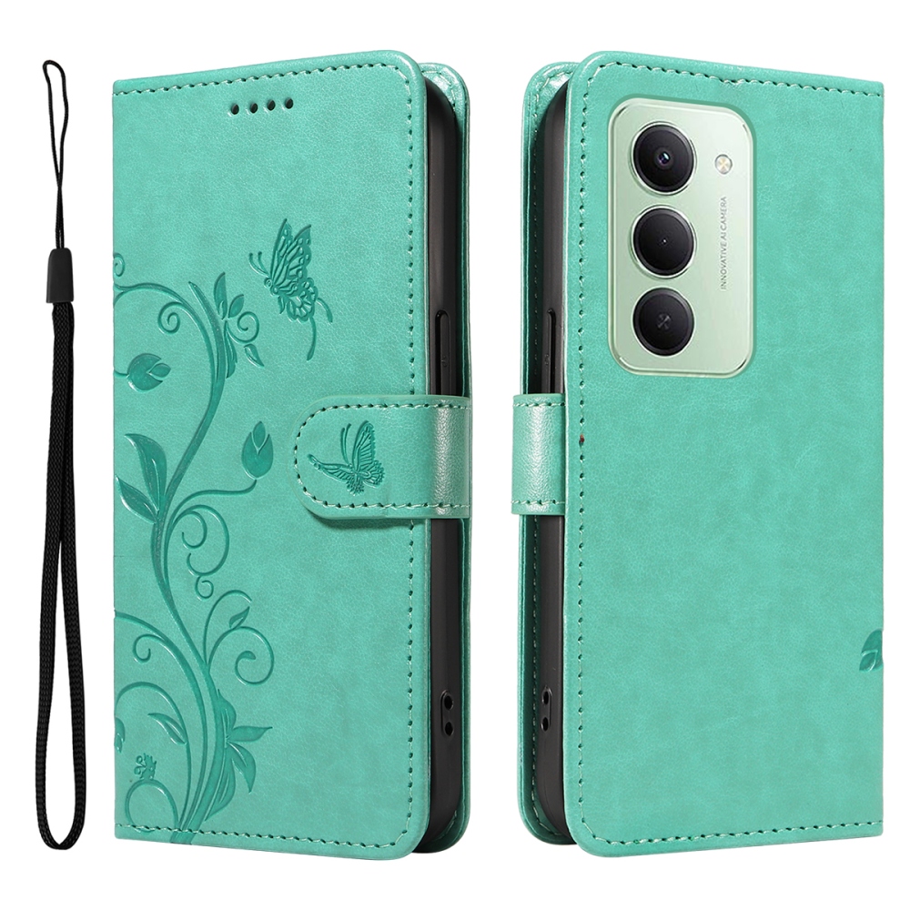 Virágok könyv tok Xiaomi Redmi 15 5G (169mm) - teáskék színű