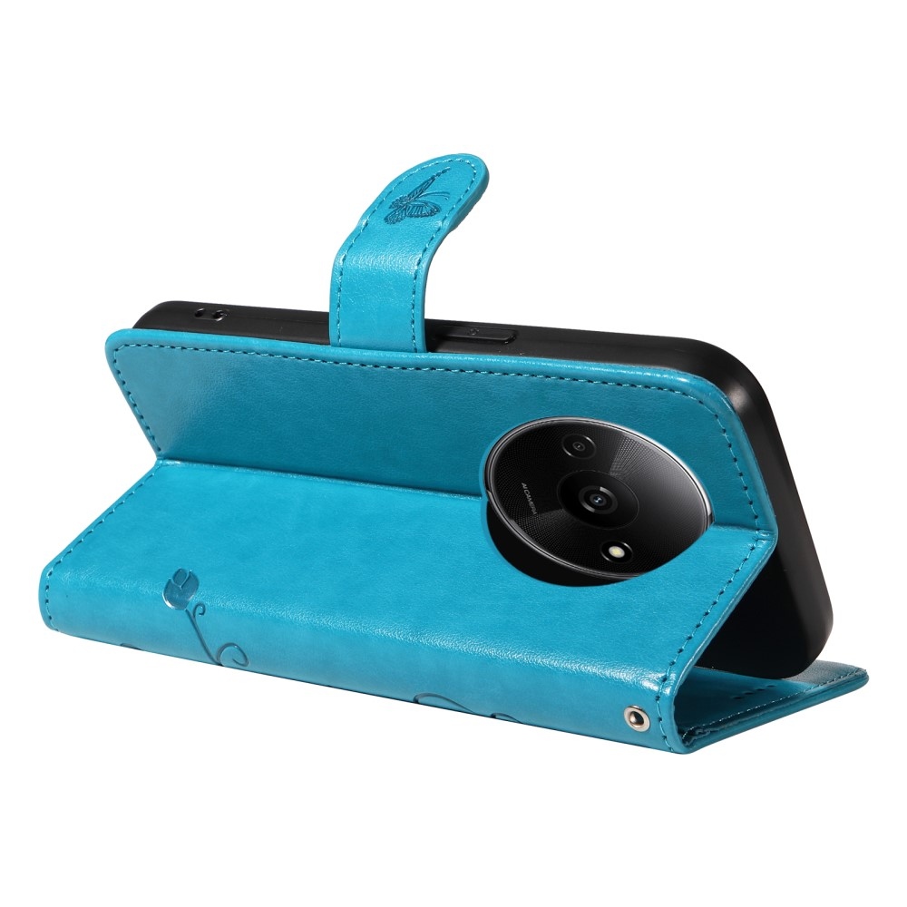 Virágok könyv tok Xiaomi Redmi A3-hoz - kék