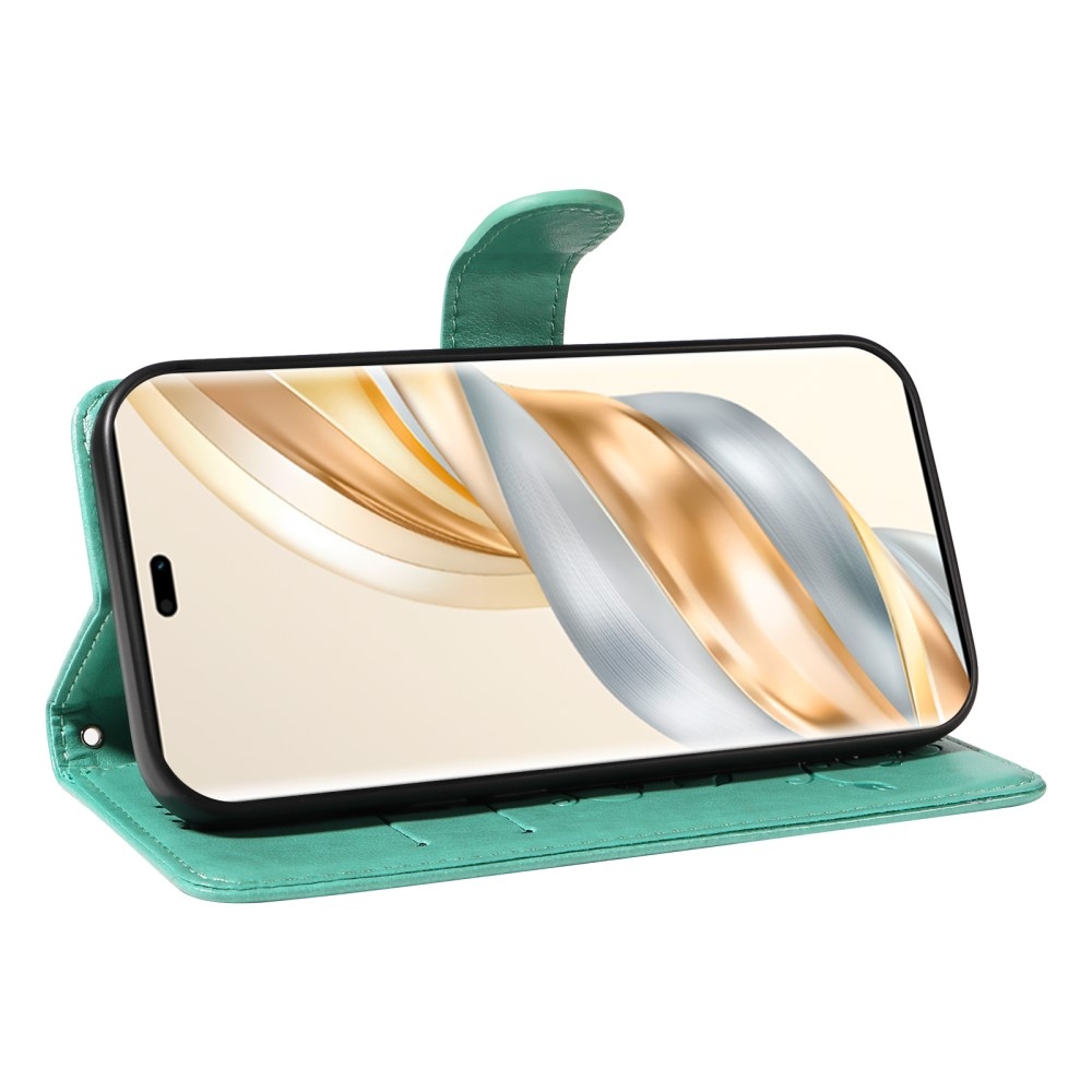 Virágok könyvtáska Honor Magic 7 Lite 5G-hez - zöld