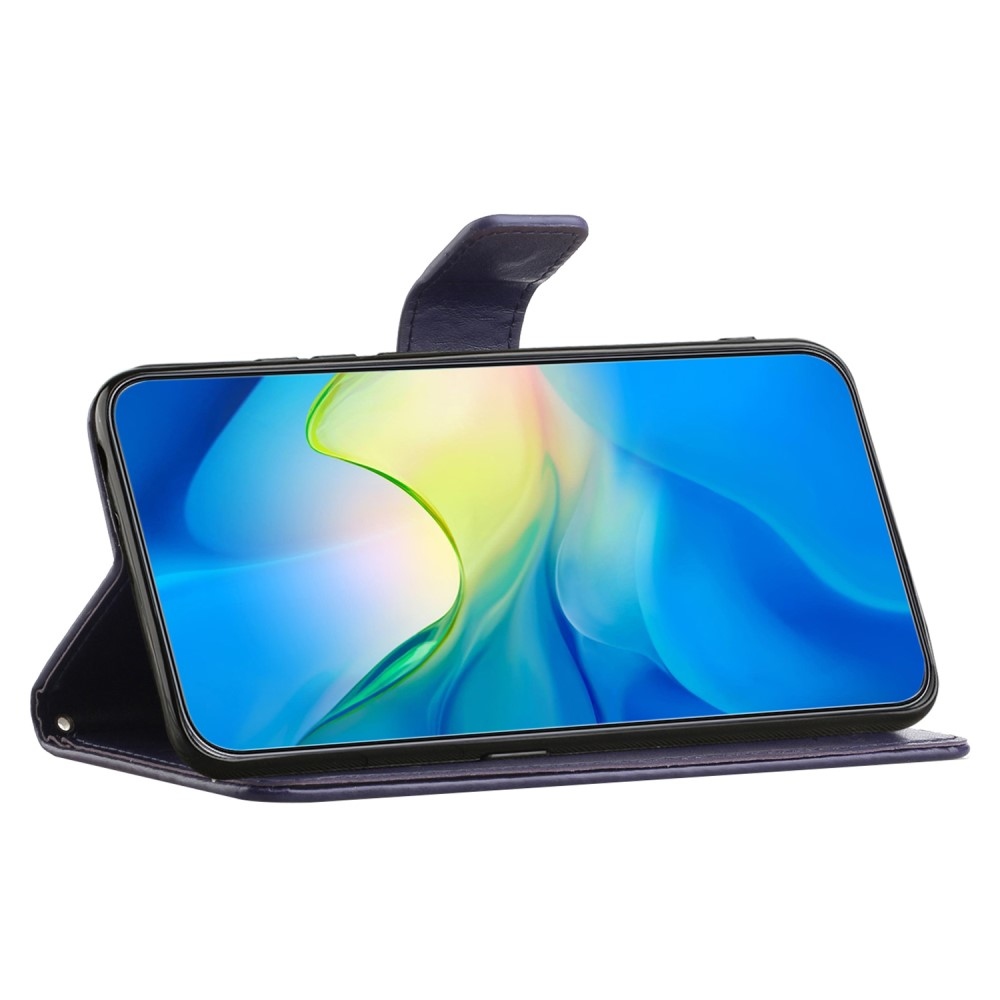 Virágos könyv tok Samsung Galaxy S24 készülékhez - sötét lila