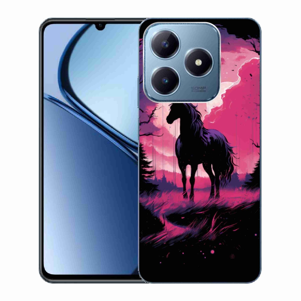 Zselés borító mmCase a Realme C63 készülékhez - fekete rajzfilm ló 1