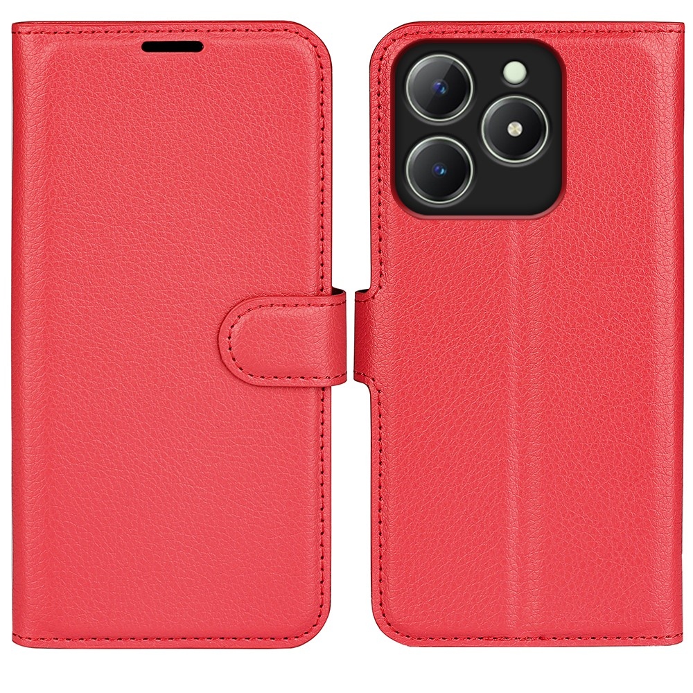 Litchi könyvtáska a Realme C61/C63 készülékhez - piros színben