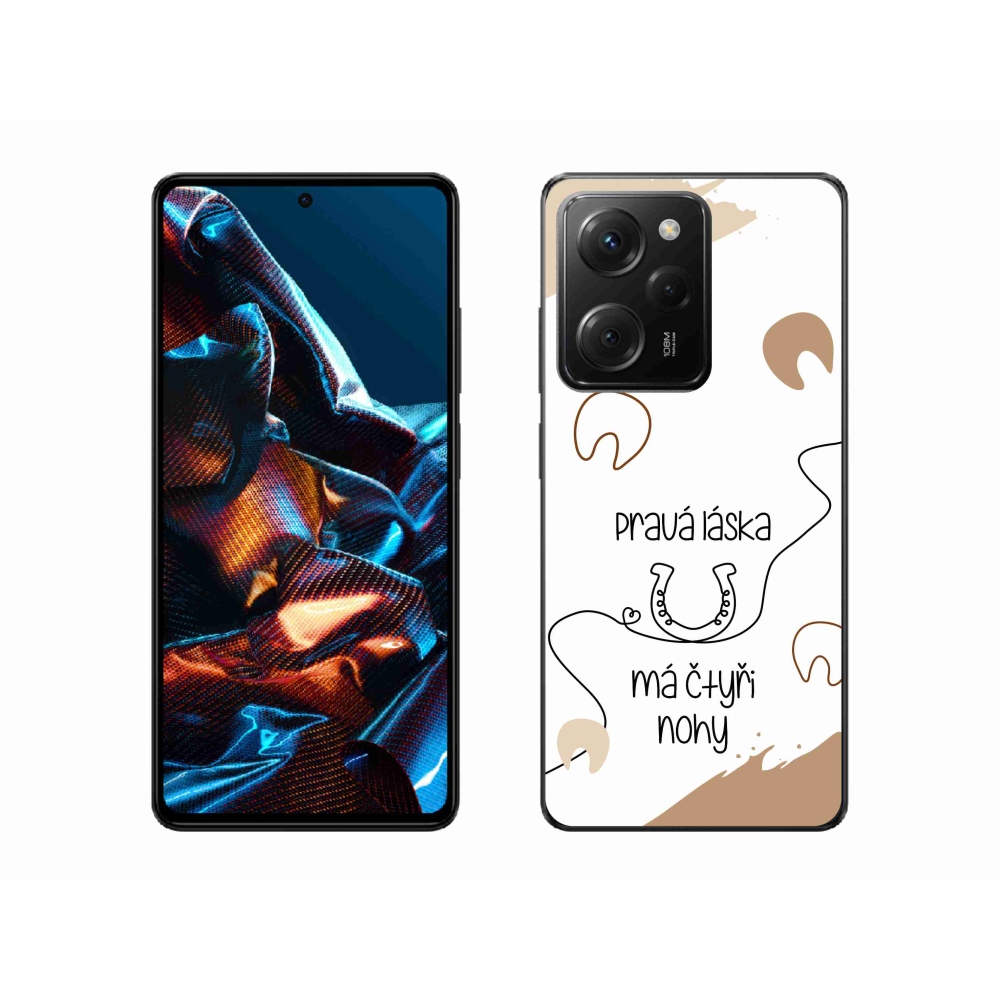 Gél borító mmCase a Xiaomi Poco X5 Pro 5G számára - ló motívum fehér háttérrel