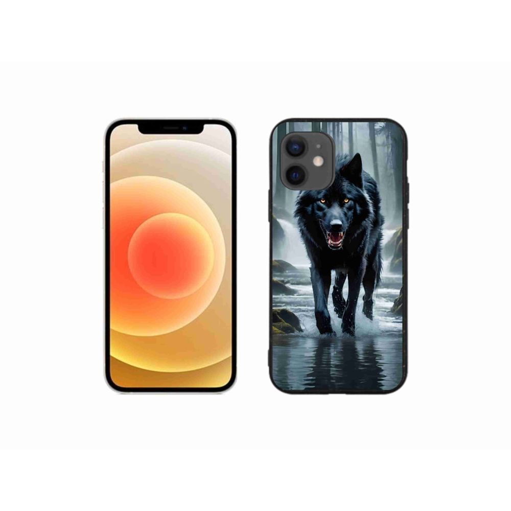 Zselés borítás mmCase iPhone 12 mini készülékhez - fekete farkas