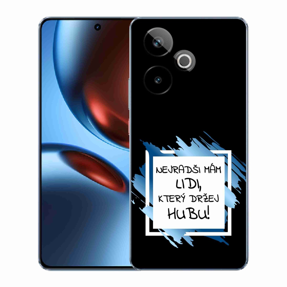 Rugalmas zselés tok mmCase képzeletbeli Realme GT 7 5G/GT 7T 5G - vicces szöveg 7 fehér és fekete háttérrel