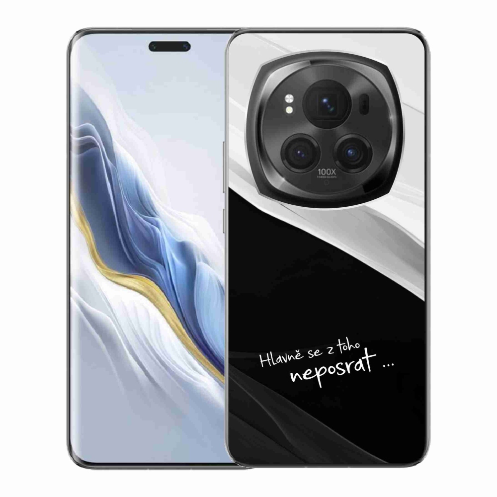 Gél borító mmCase a Honor Magic 6 Pro 5G készülékhez - vicces szöveg 13 fekete és fehér háttérrel