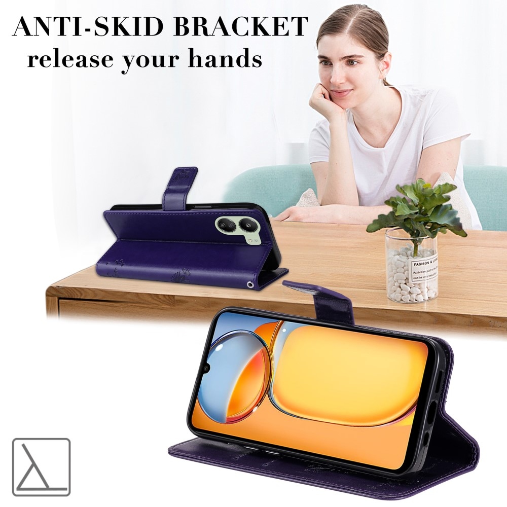 Fák könyvtáska Xiaomi Poco C65/Redmi 13C - sötétlila