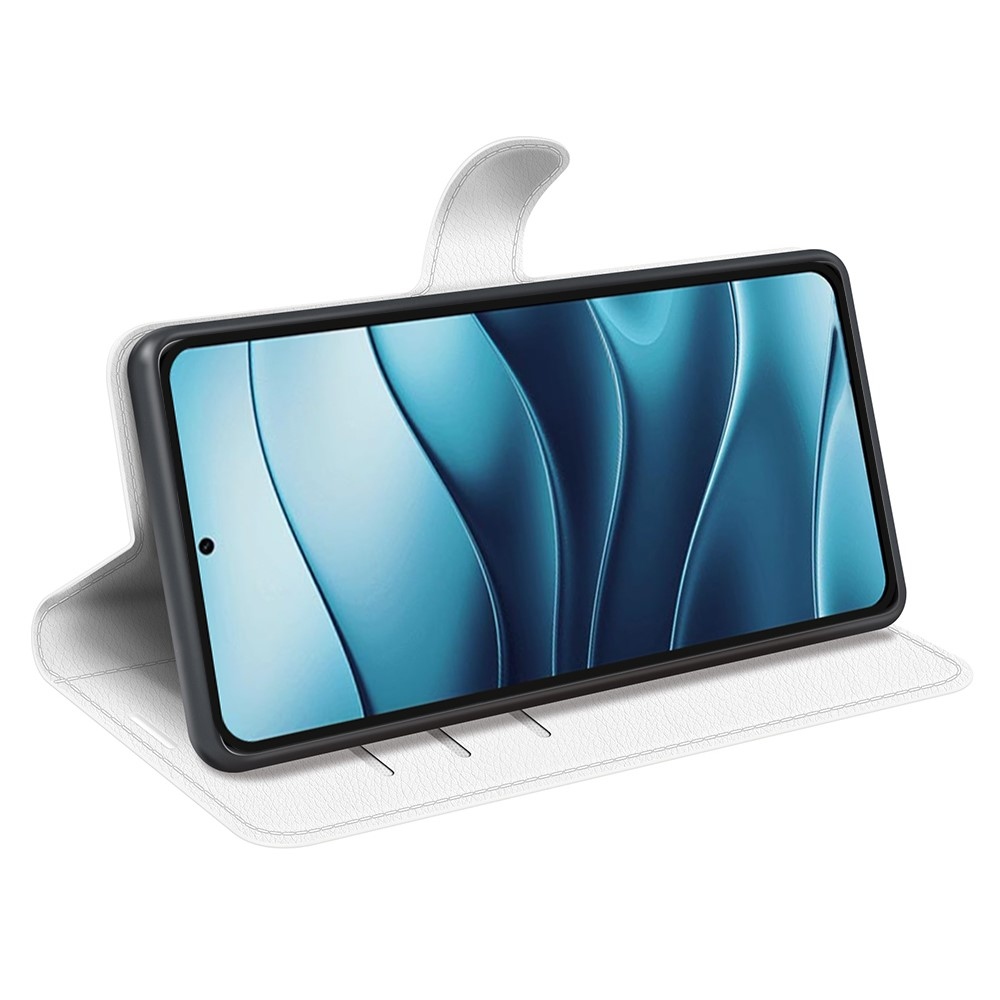 Litchi könyv tok a Xiaomi Redmi Note 14 5G-hez - fehér