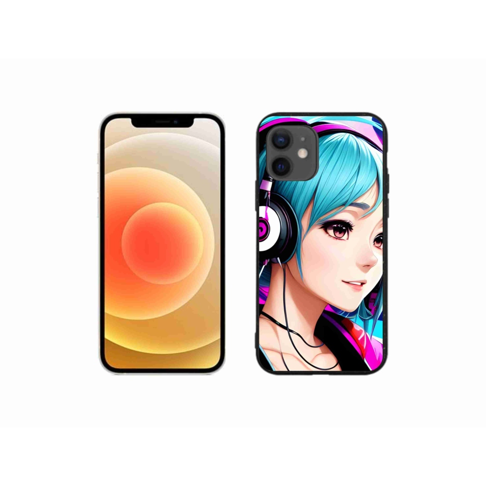 Zselés borítás mmCase iPhone 12 mini készülékhez - lány fejhallgatóval