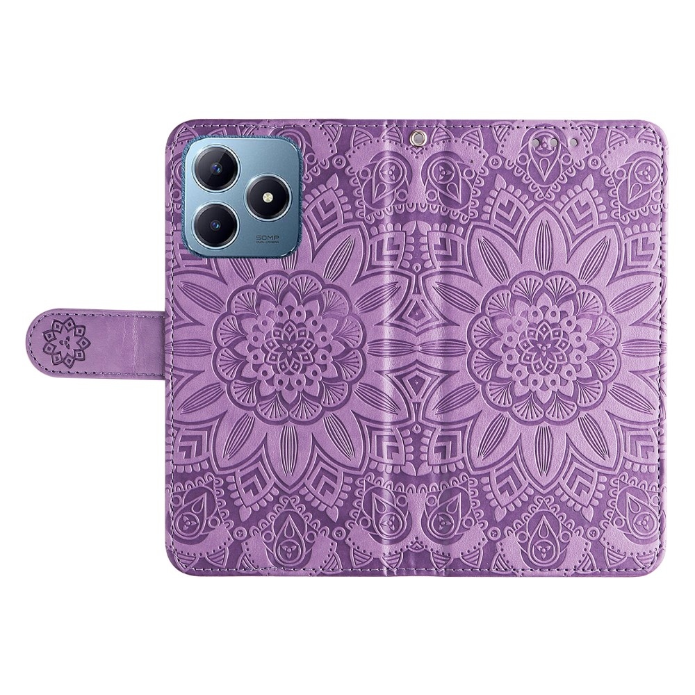 Napraforgó könyvtáska Realme Note 60-hoz - lila