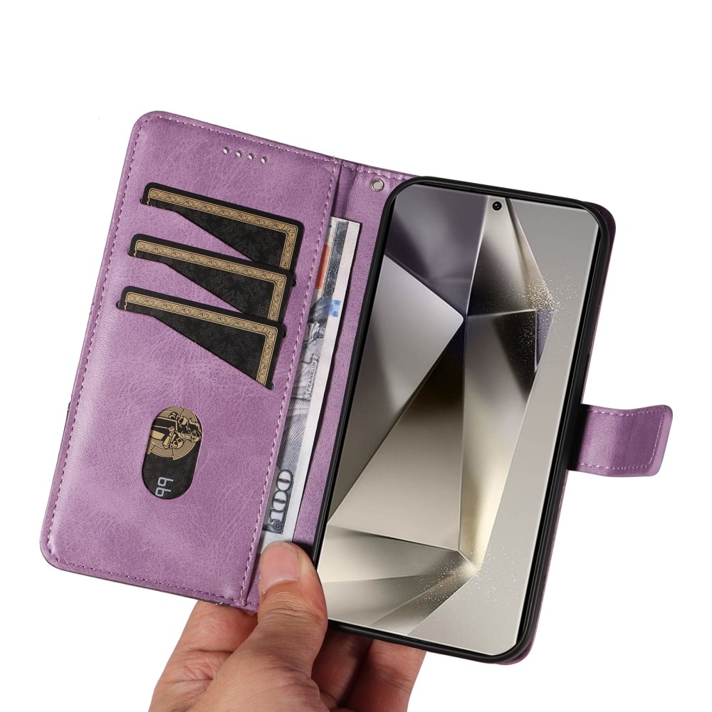 Vonalak könyv tok Samsung Galaxy S25 Ultra - világos lila