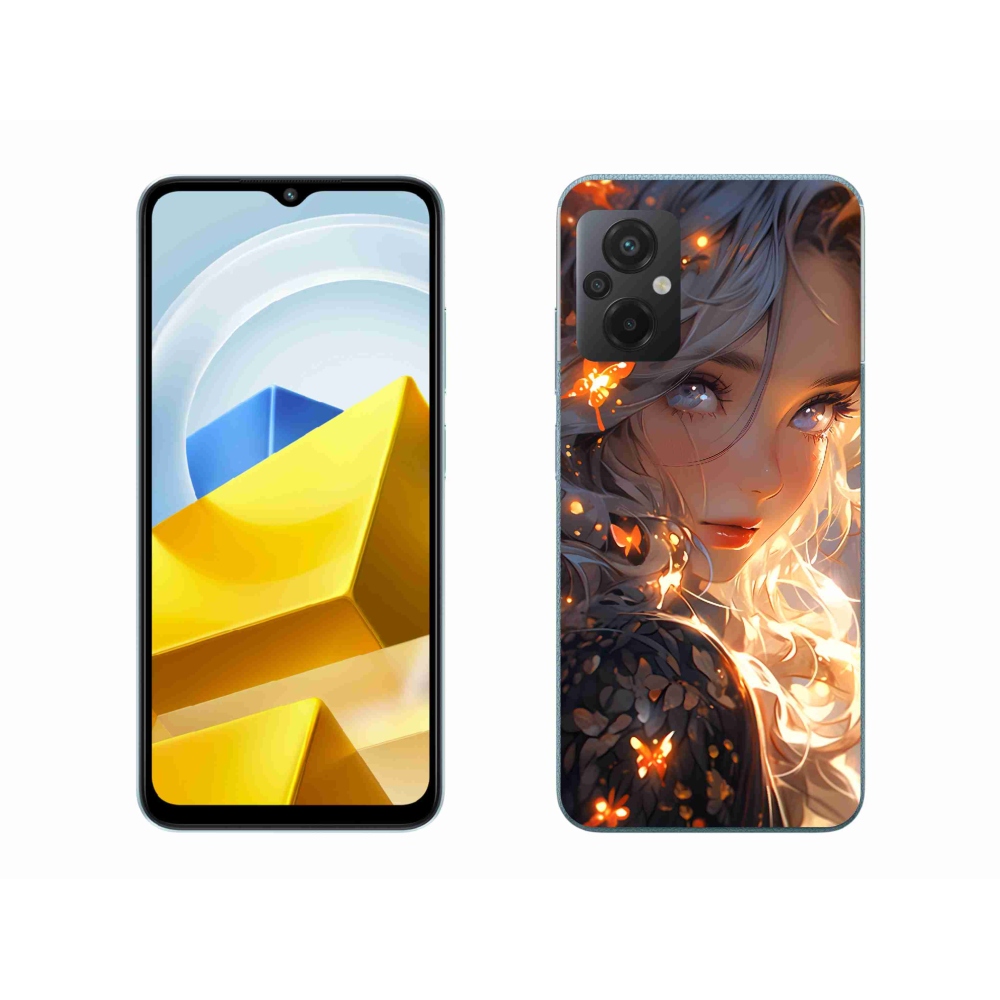 Gél borító mmCase a Xiaomi Poco M5 4G-hez - lány és pillangók