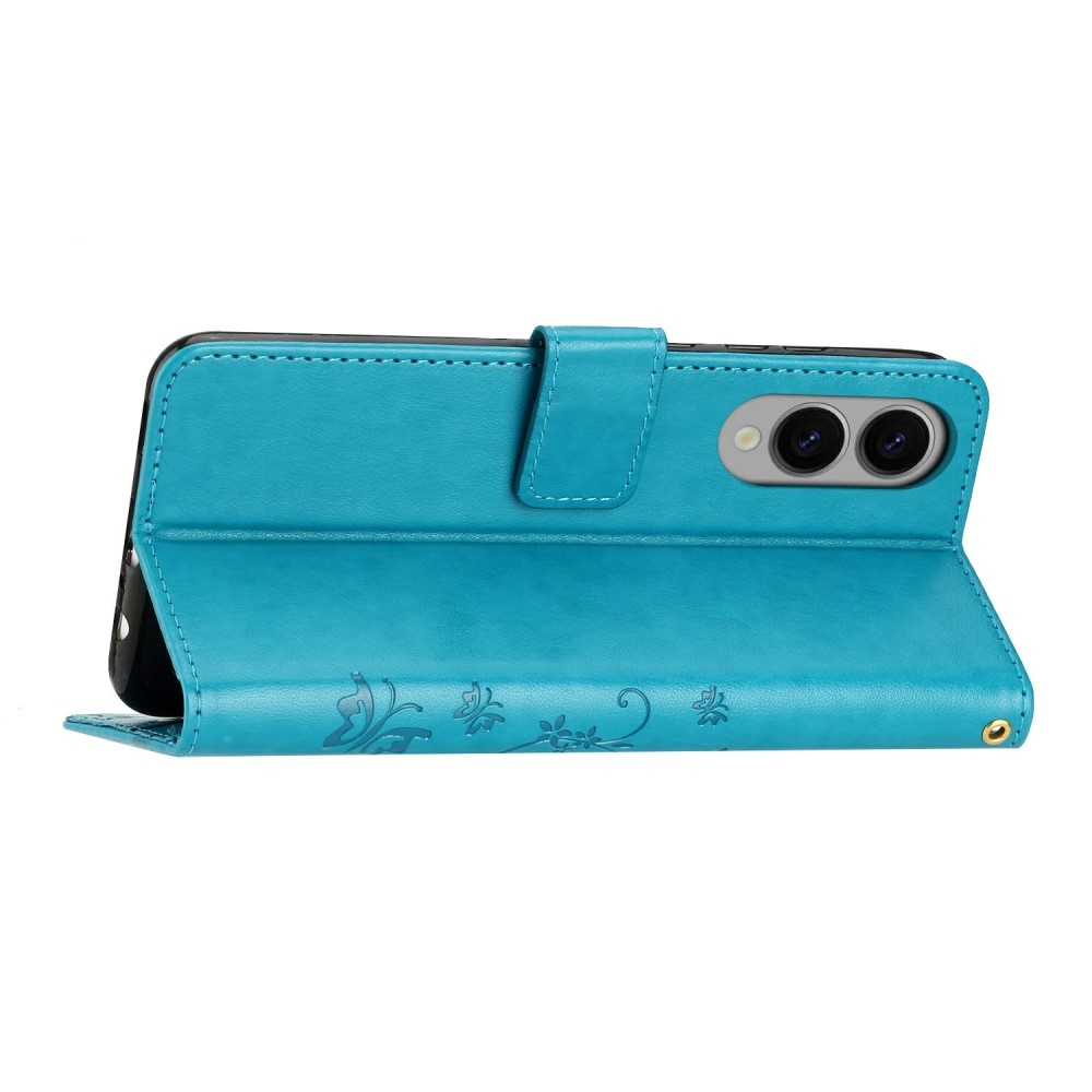 Virágok könyv tok Samsung Galaxy S25 Edge készülékhez - kék